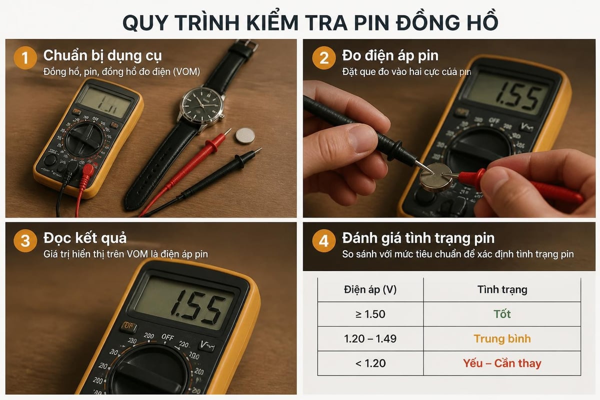 Kiểm tra pin đồng hồ