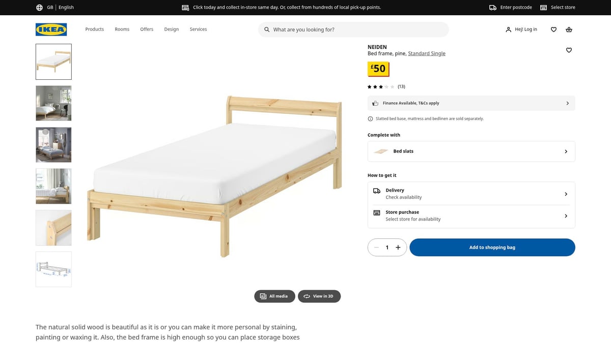 Top 7 IKEA Single Bed Frame Picks For Style And Comfort 2026 - 2. NEIDEN Bed Frame, Pine, Standard Single