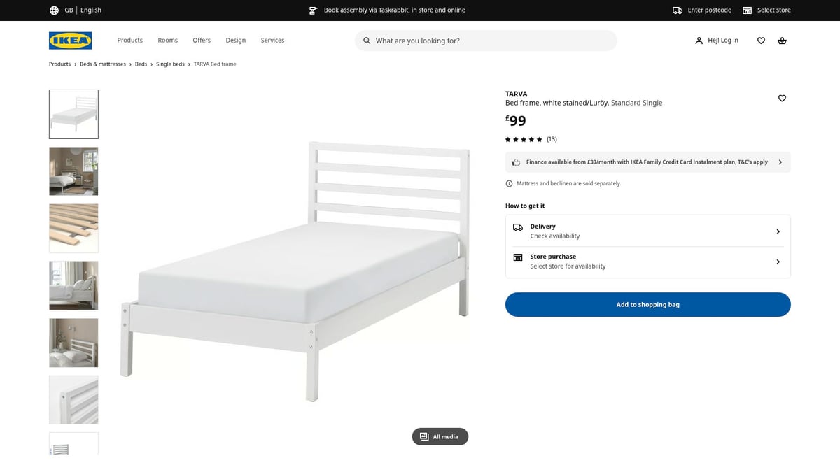 Top 7 IKEA Single Bed Frame Picks For Style And Comfort 2026 - 4. TARVA Bed Frame, White Stained/Luröy, Standard Single