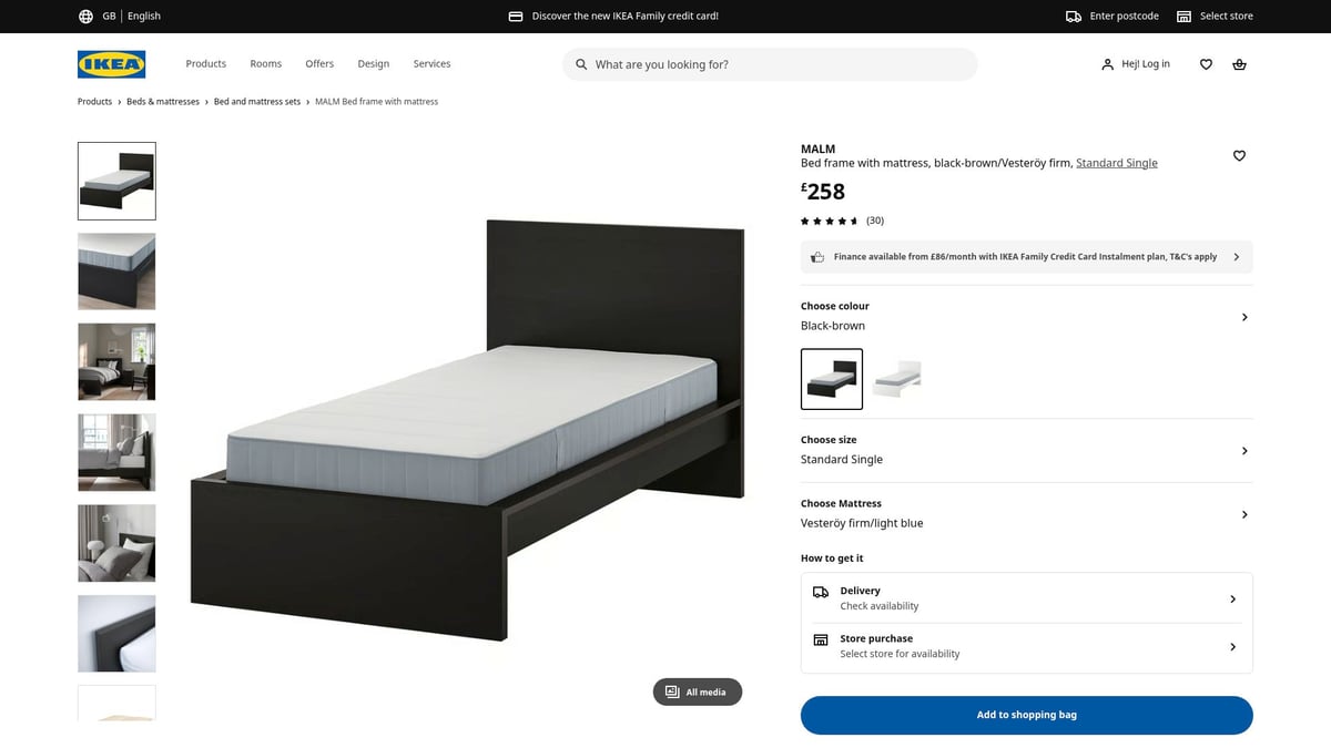 Top 7 IKEA Single Bed Frame Picks For Style And Comfort 2026 - 5. MALM Bed Frame with Mattress, Black-Brown/Vesteröy Firm, Standard Single