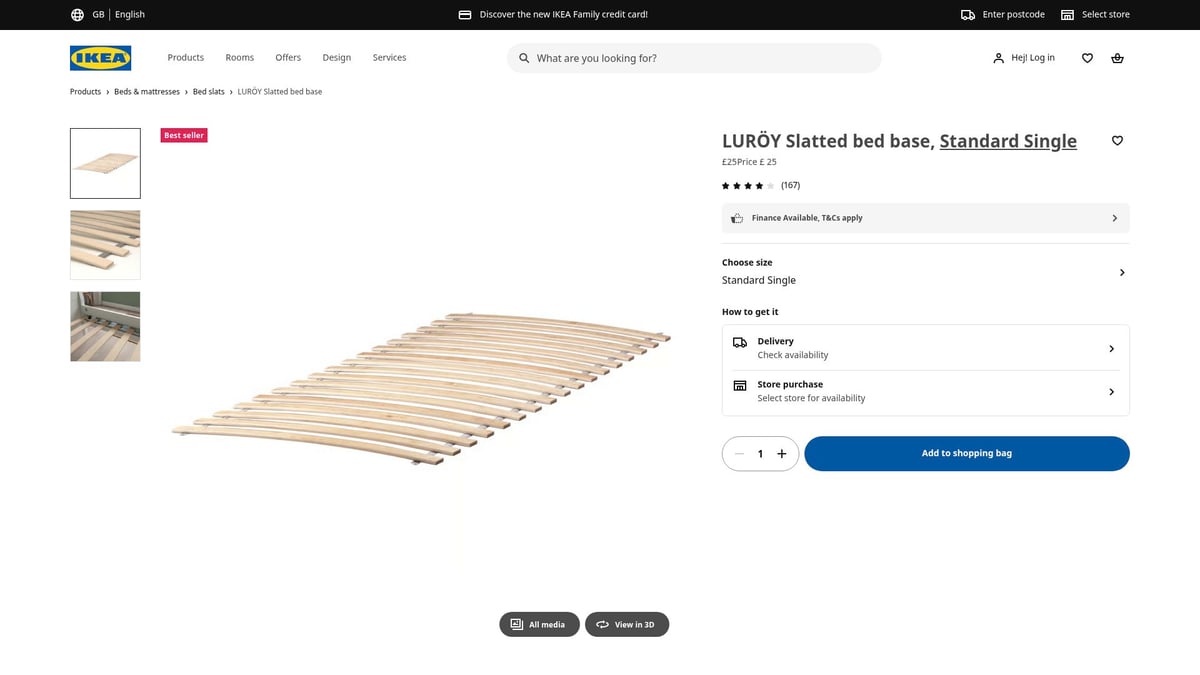 Top 7 IKEA Single Bed Frame Picks For Style And Comfort 2026 - 6. LURÖY Slatted Bed Base, Standard Single