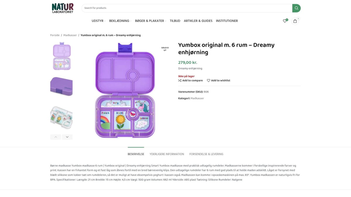 7 Smarte Madkasse Til B&oslash;rn: Bedste Valg i 2026 - Yumbox Original m. 6 rum &ndash; Dreamy Enhj&oslash;rning