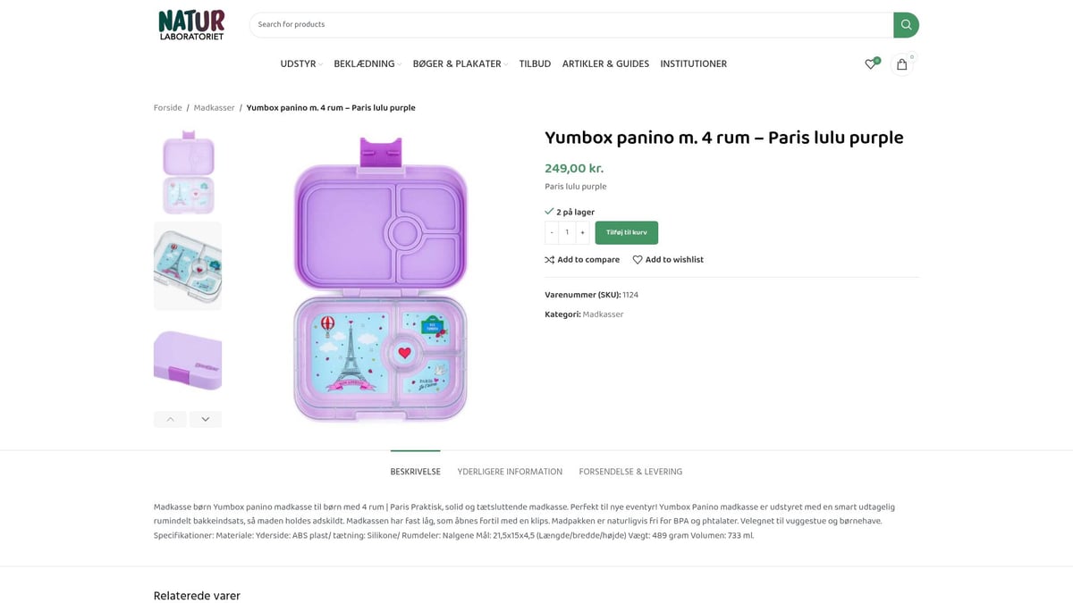 7 Smarte Madkasse Til B&oslash;rn: Bedste Valg i 2026 - Yumbox Panino m. 4 rum &ndash; Paris Lulu Purple