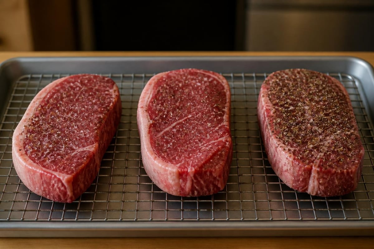 Steak seasoning timing methods