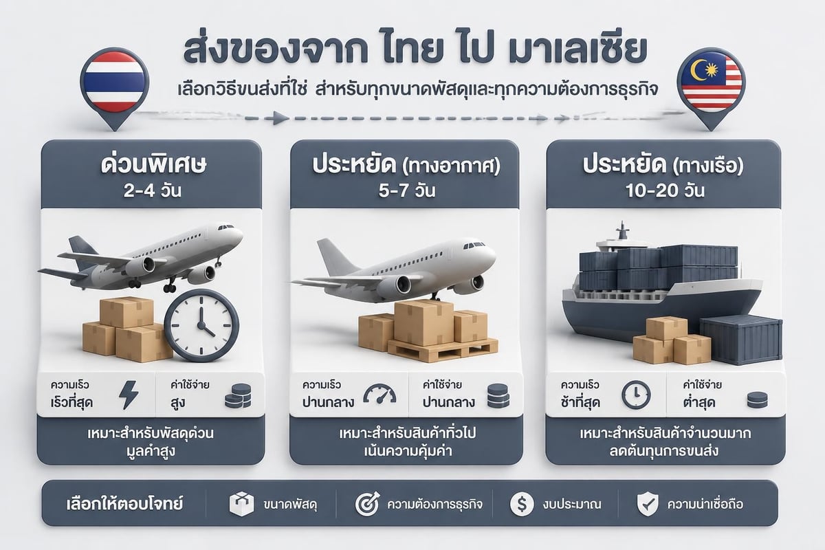 Comparison of shipping methods