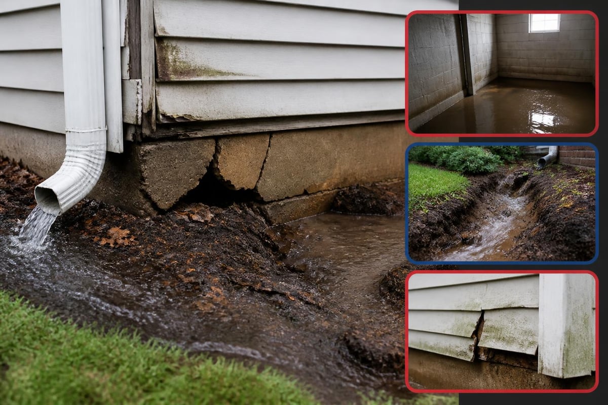 Water damage risks without proper gutters