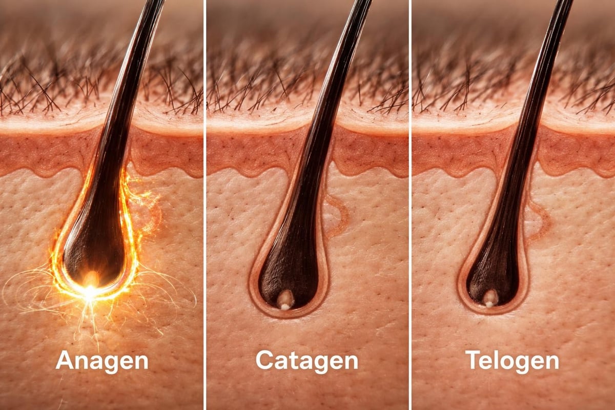 Hair follicle growth cycle phases