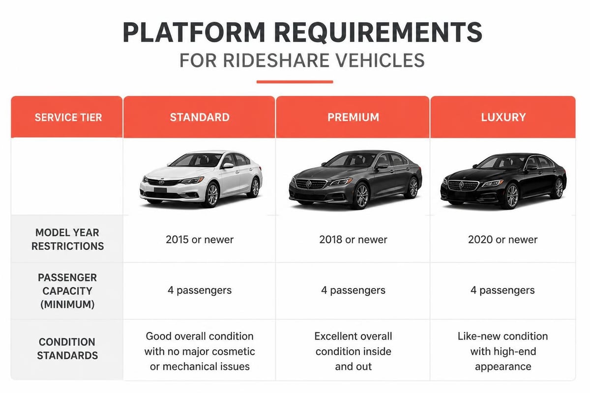 Rideshare vehicle qualification criteria