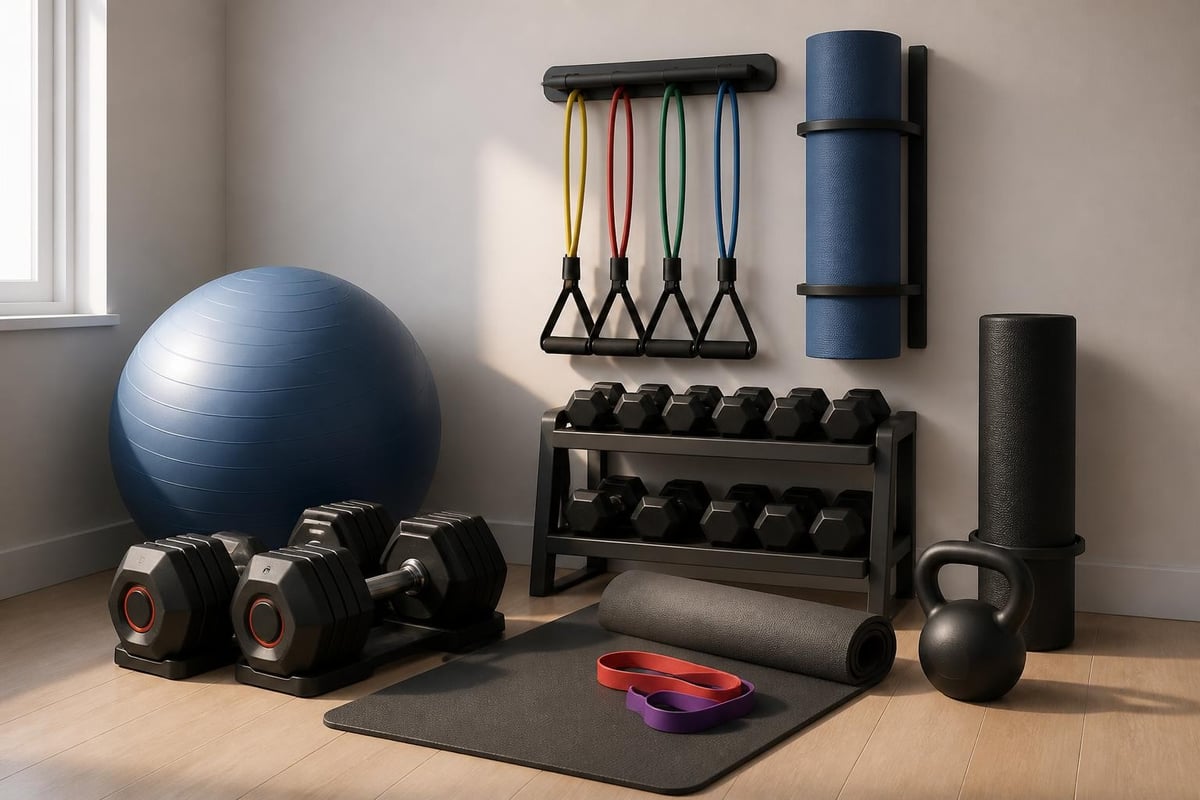 Compact home fitness setup
