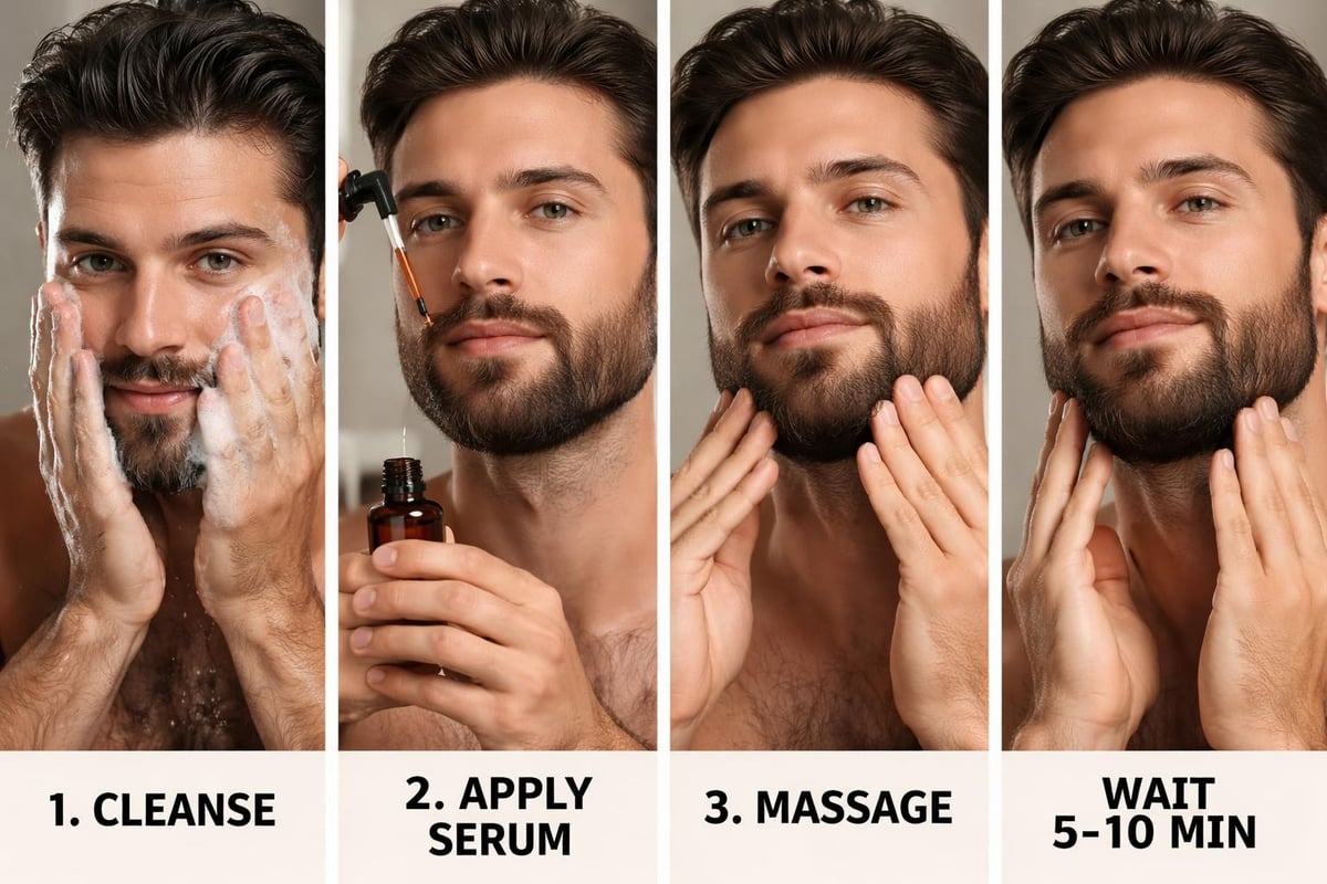 Beard serum application technique