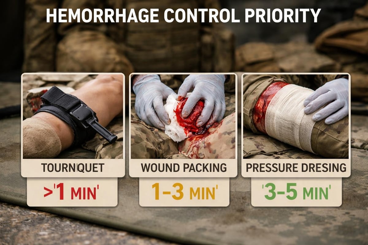 Military first aid pack wound care progression