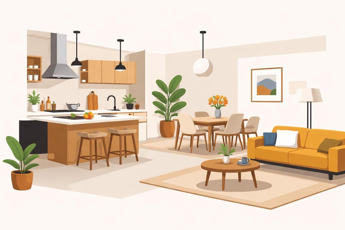 Wohnküche Gestaltungskonzept