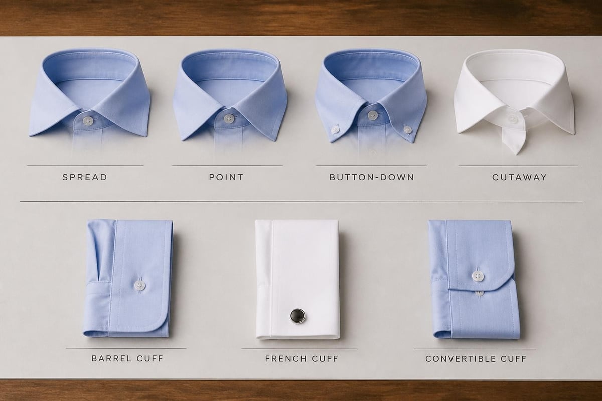 Dress shirt collar and cuff styles