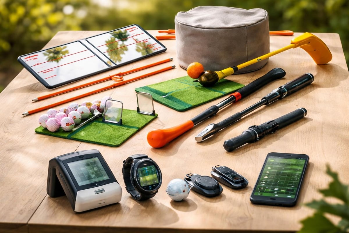Golf training aids and performance accessories