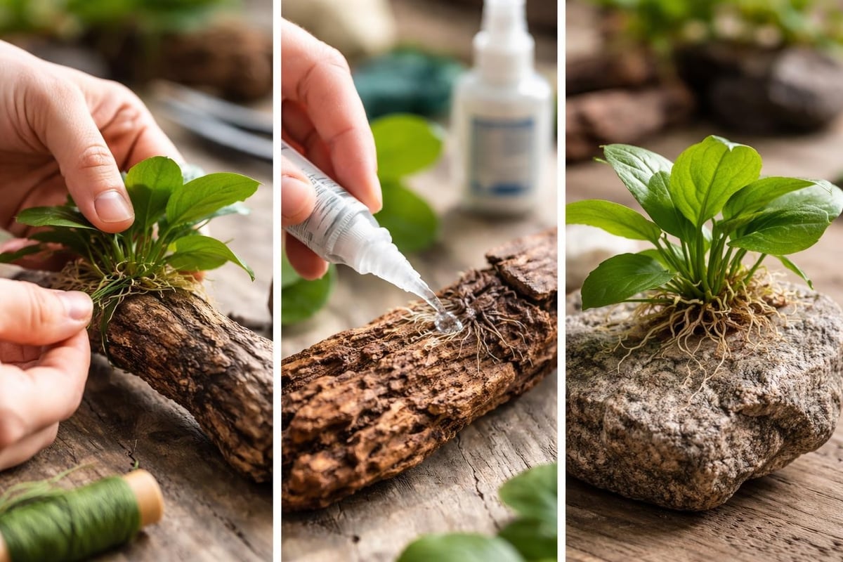 Anubias attachment techniques