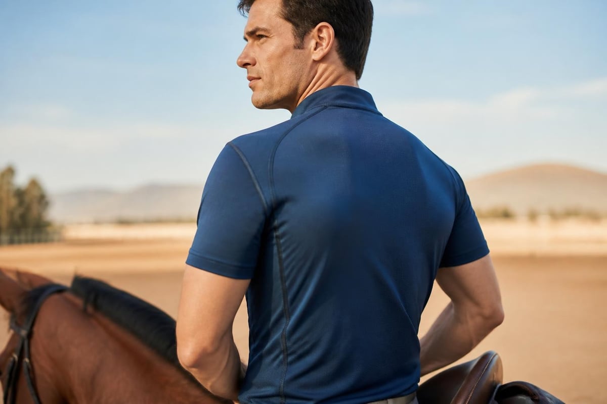 Technical fabric construction in riding shirts