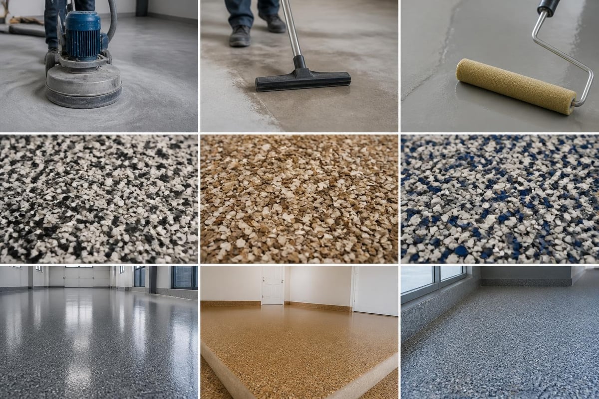 Non slip floor coating application