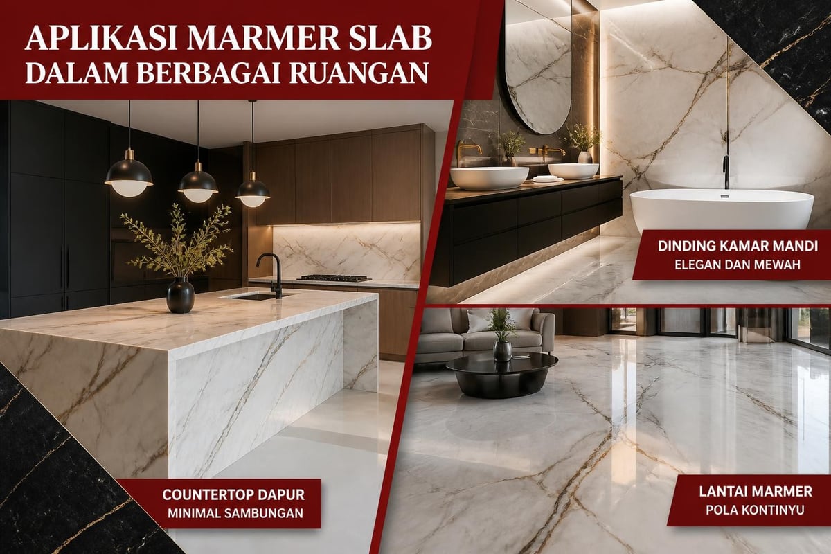 Aplikasi marmer slab