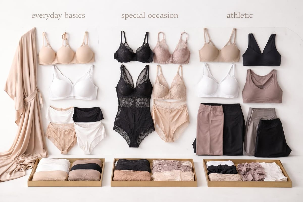 Capsule lingerie wardrobe organization