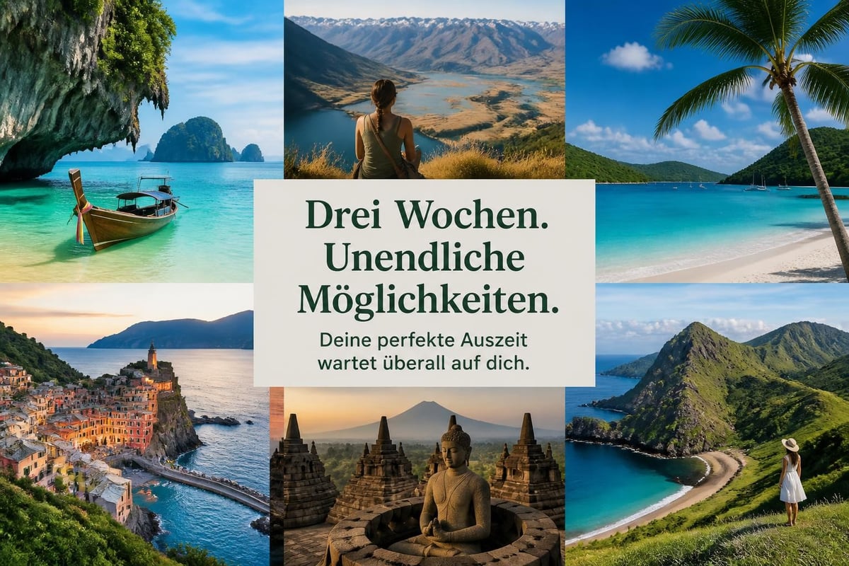 Weltreiseziele für drei Wochen