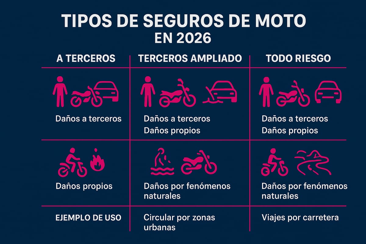 Tipos de seguros de moto en 2026