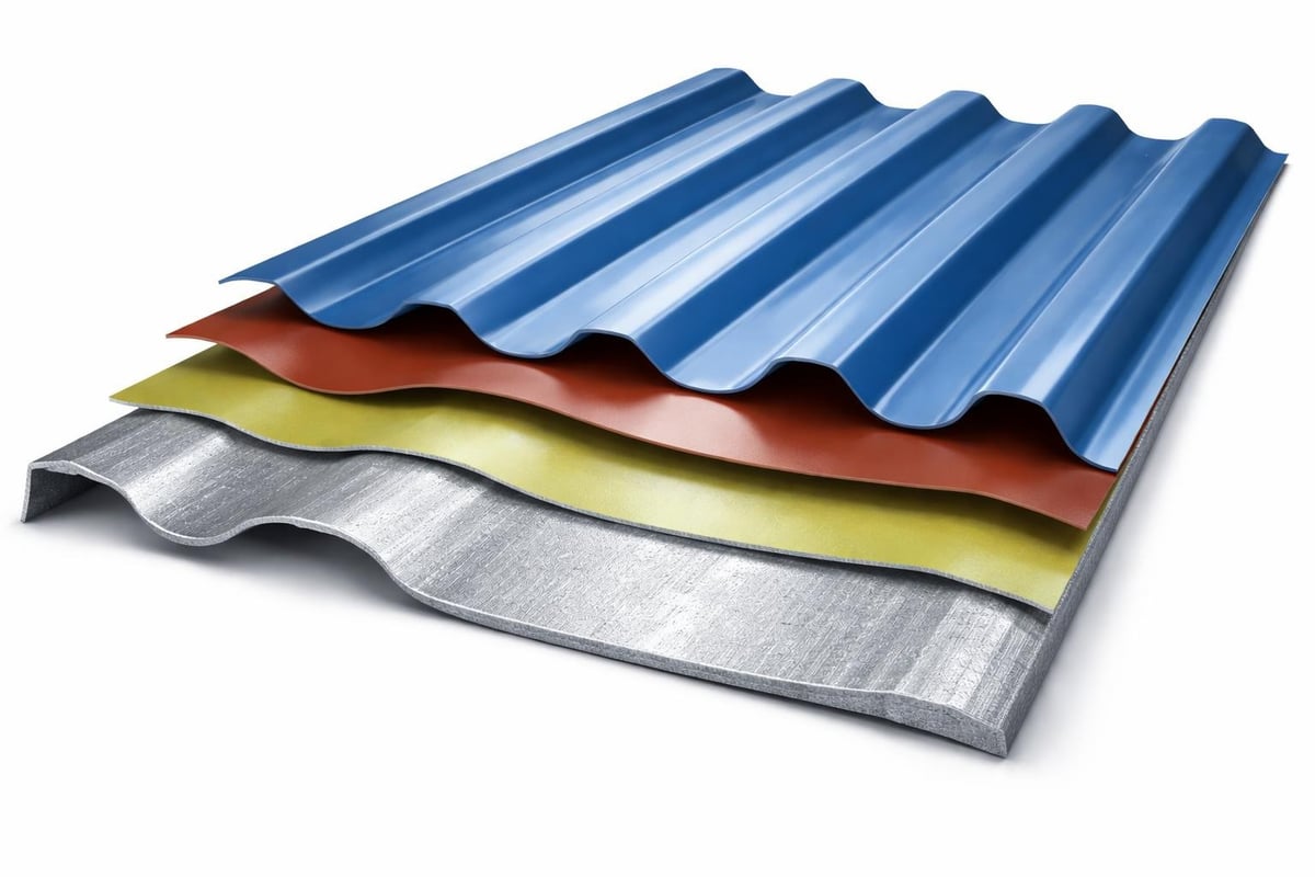 Corrugated iron roof coating layers