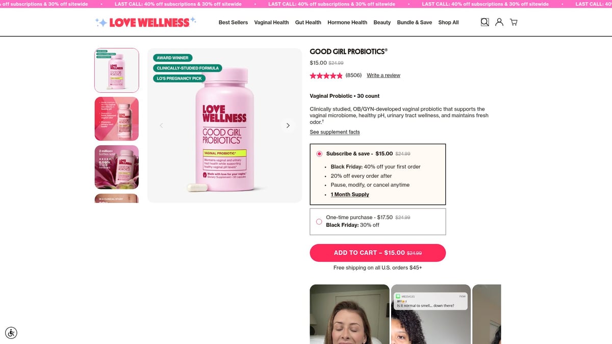 9 Essential Best Probiotics for Vaginal Health in 2026 - Love Wellness Good Girl Probiotics