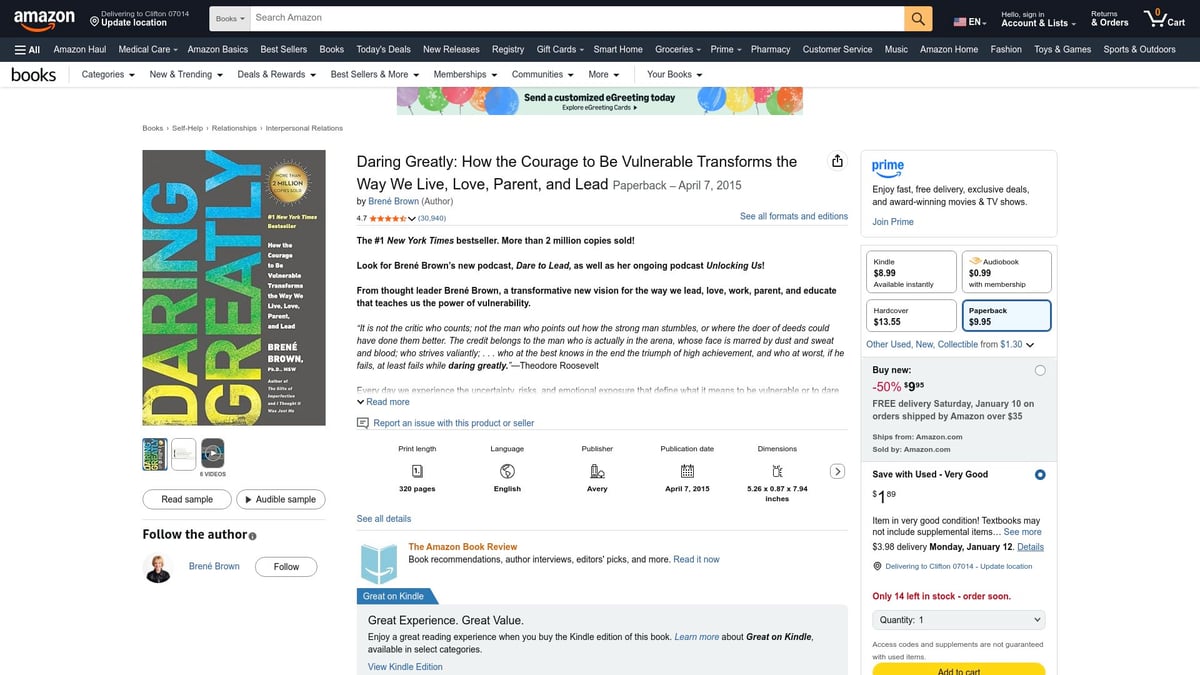 Top 10 Books on Self Improvement to Read in 2026 - Daring Greatly by Brené Brown