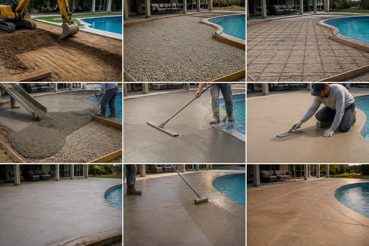 Pool deck installation stages