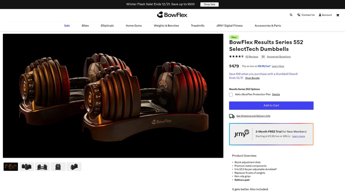 10 Essential Fitness Sports Equipment Picks for 2026 - Bowflex SelectTech 552 Adjustable Dumbbells