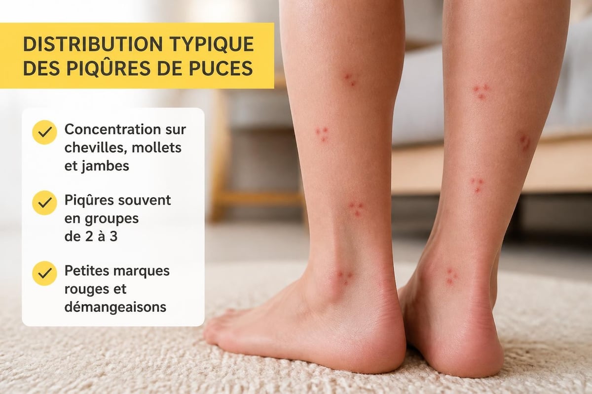 Localisation piqûres de puces humain
