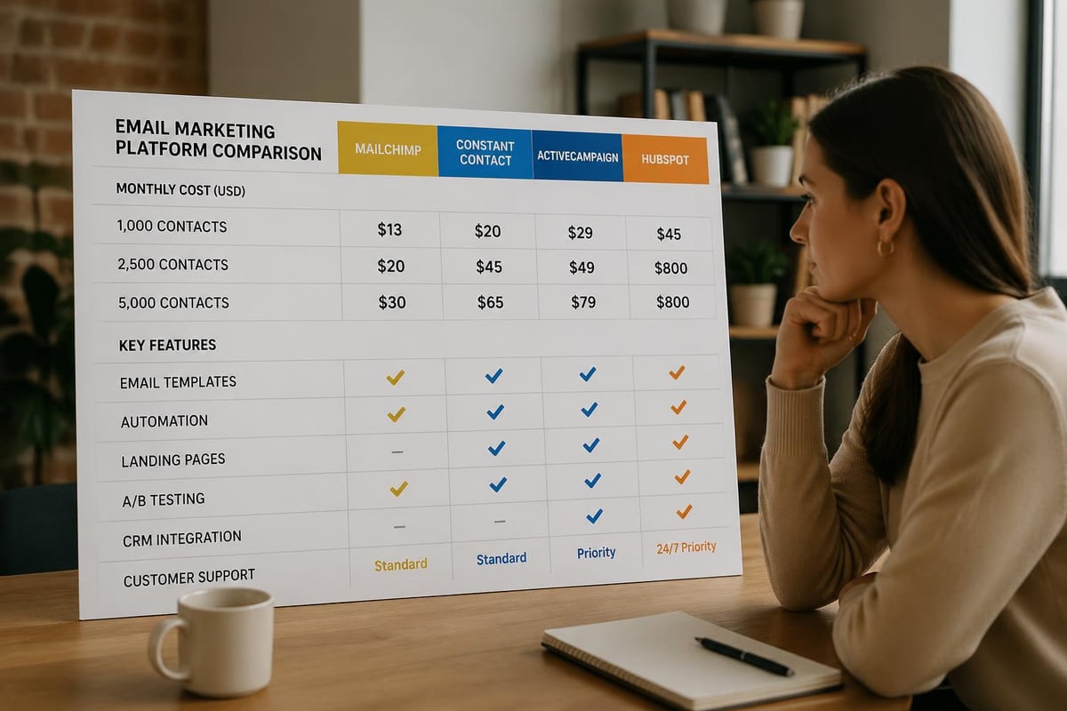 Email marketing cost comparison