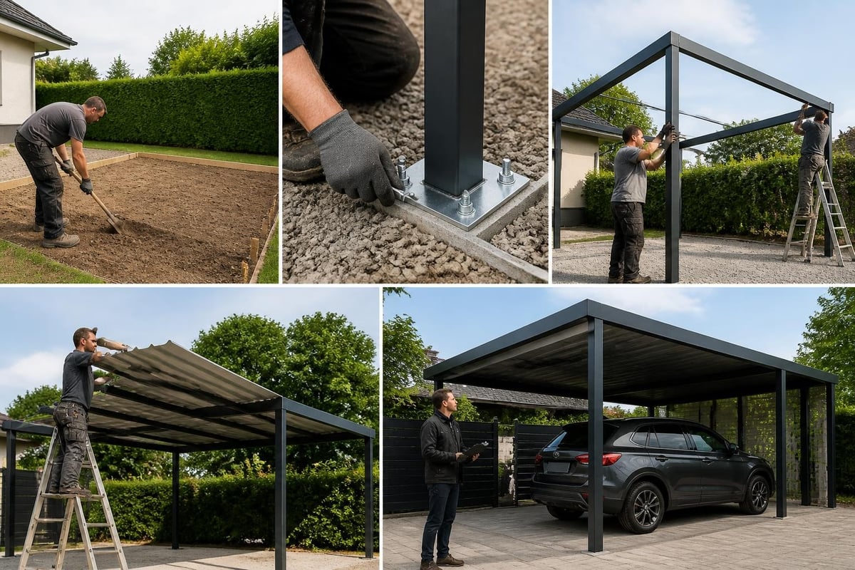 Metal carport installation process