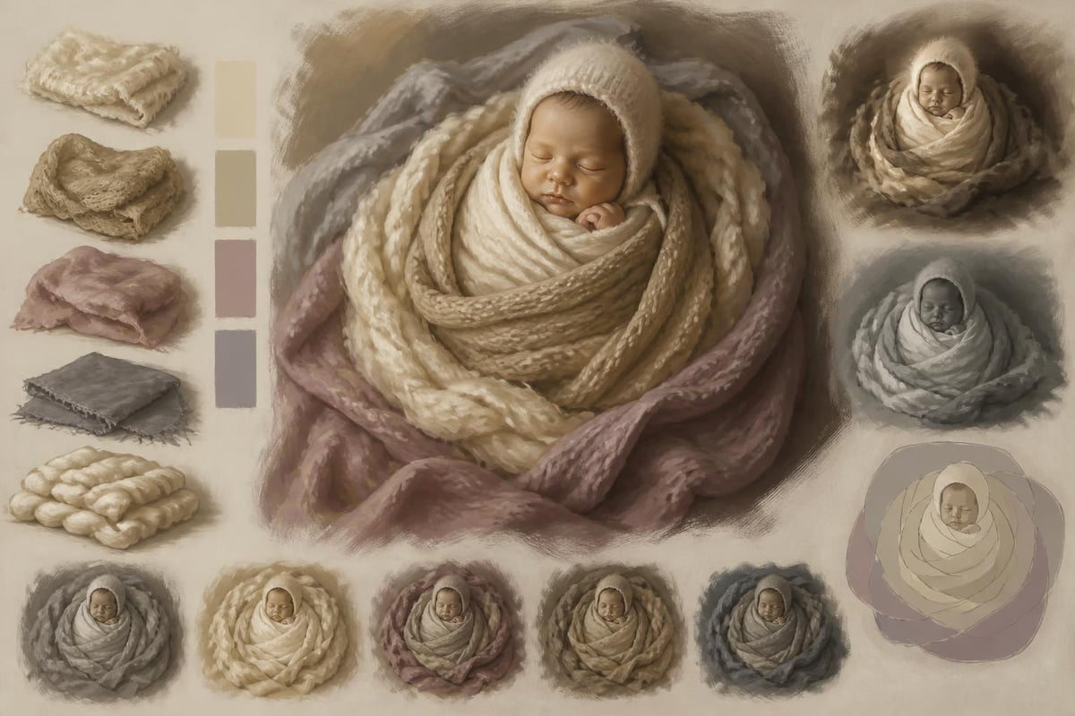 Layering blankets for newborn photography