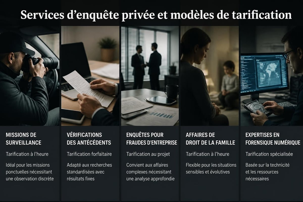 Types de missions et facturation détective