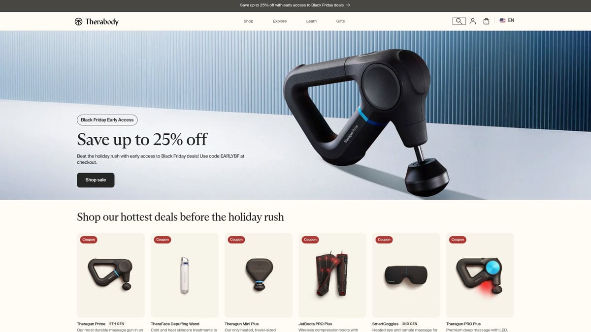 9 Amazing Best Gift For Gym Ideas To Inspire Fitness Lovers 2025 - Theragun Prime Percussive Therapy Device