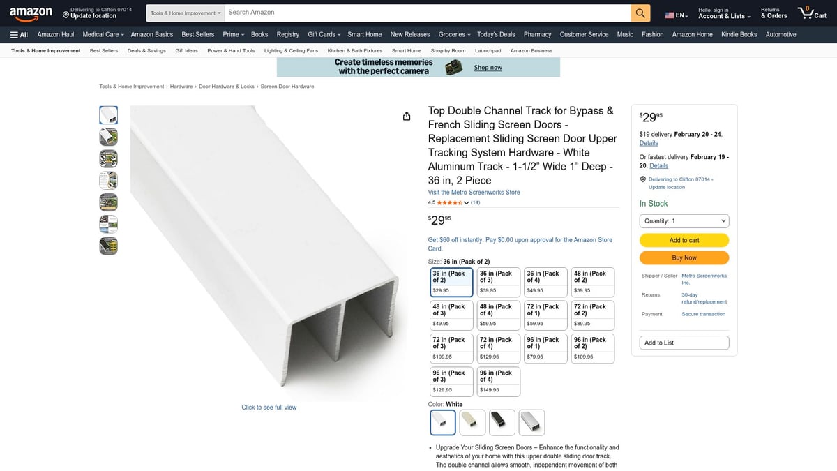 7 Best Top Sliding Door Track Options for 2026 - Top Double Channel Track for Bypass & French Sliding Screen Doors – 36 in, 2 Piece (Metro Screenworks)