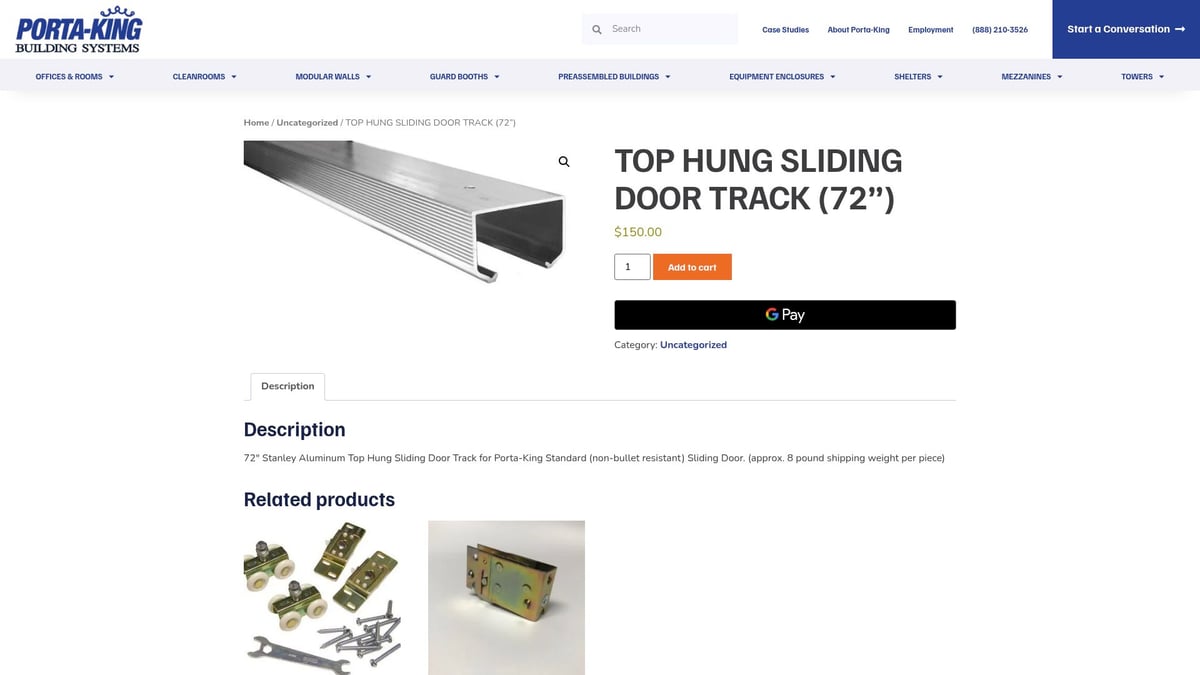 7 Best Top Sliding Door Track Options for 2026 - Porta-King Top Hung Sliding Door Track (72”)