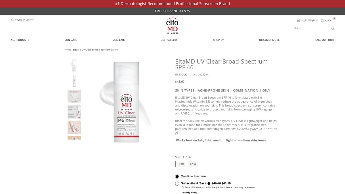 9 Essential Facials Products to Transform Your Skin in 2026 - 7. EltaMD UV Clear Broad-Spectrum SPF 46