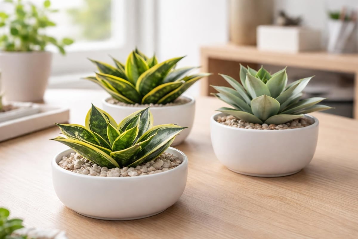 Compact snake plant arrangements