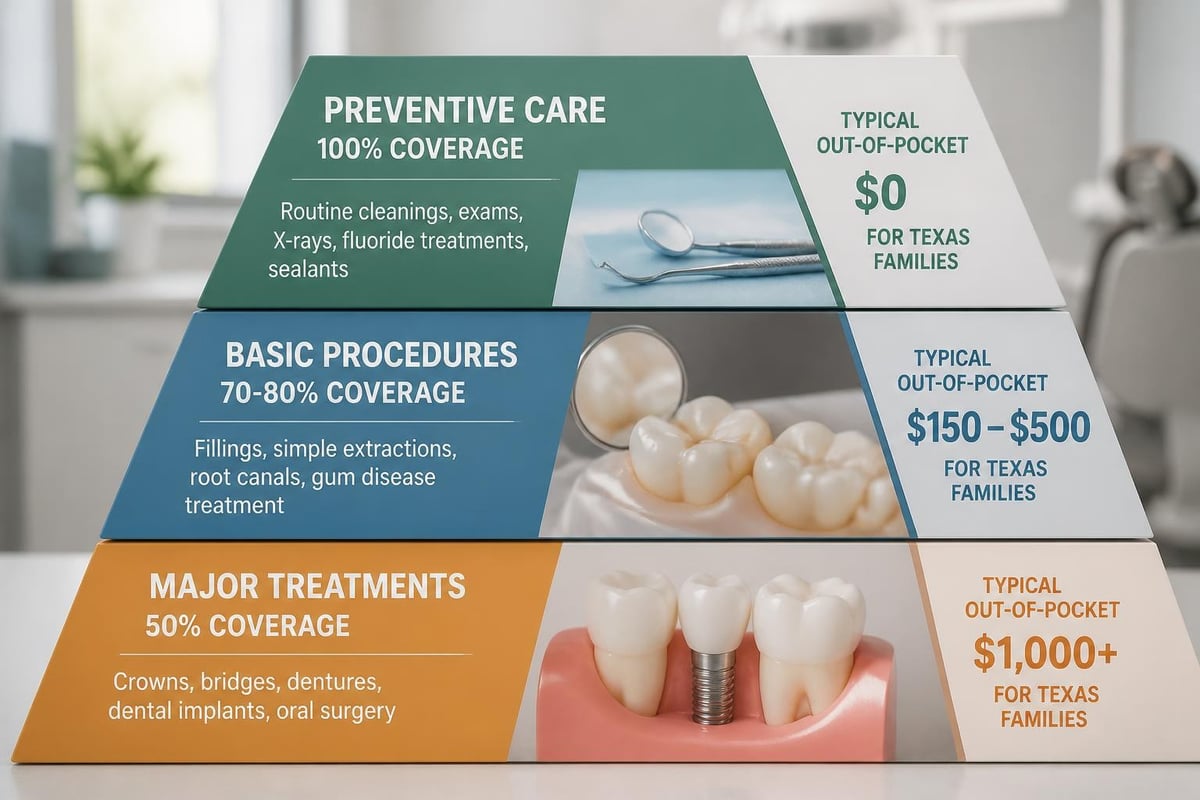 Dental insurance three-tier coverage structure