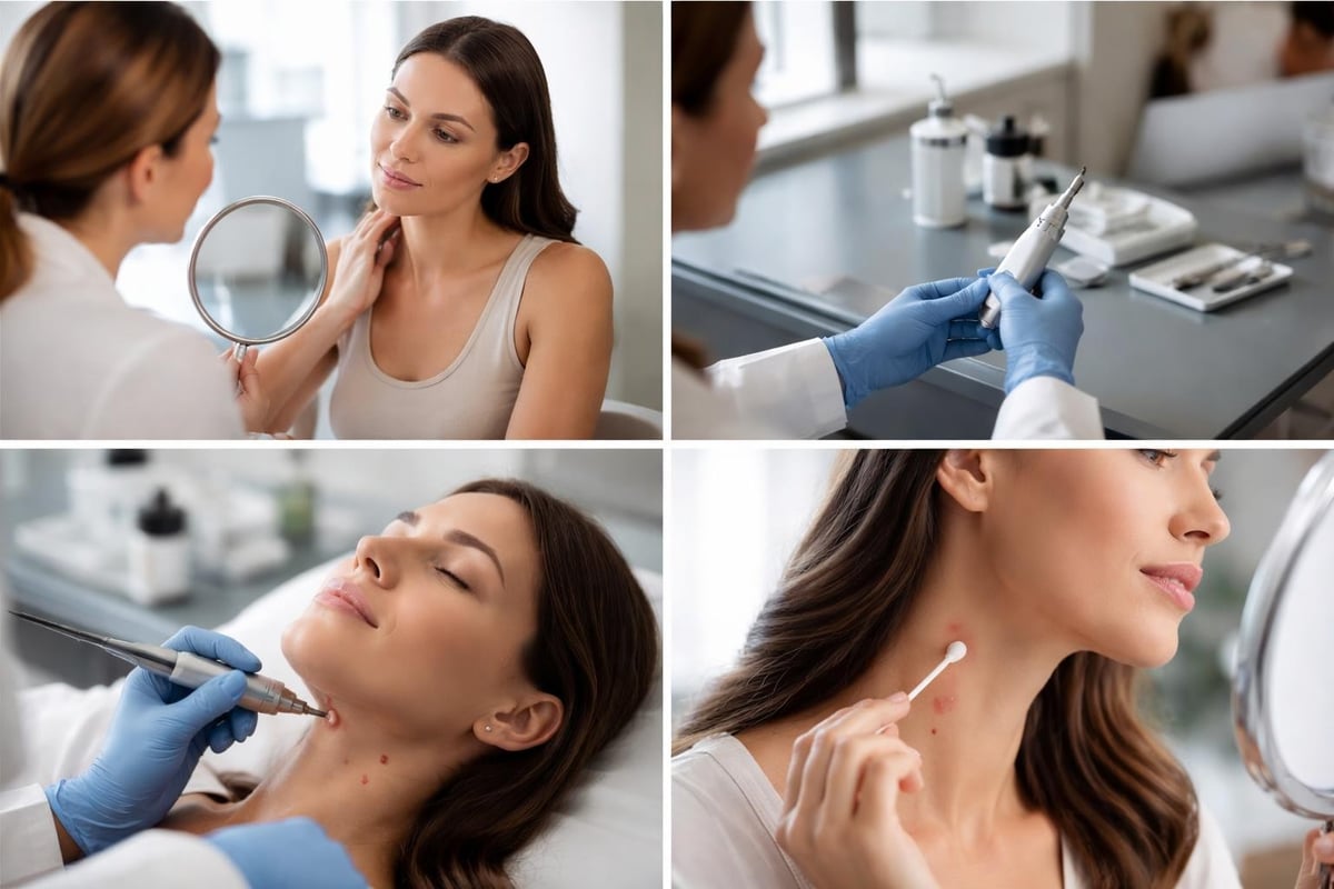 Skin tag removal procedure steps