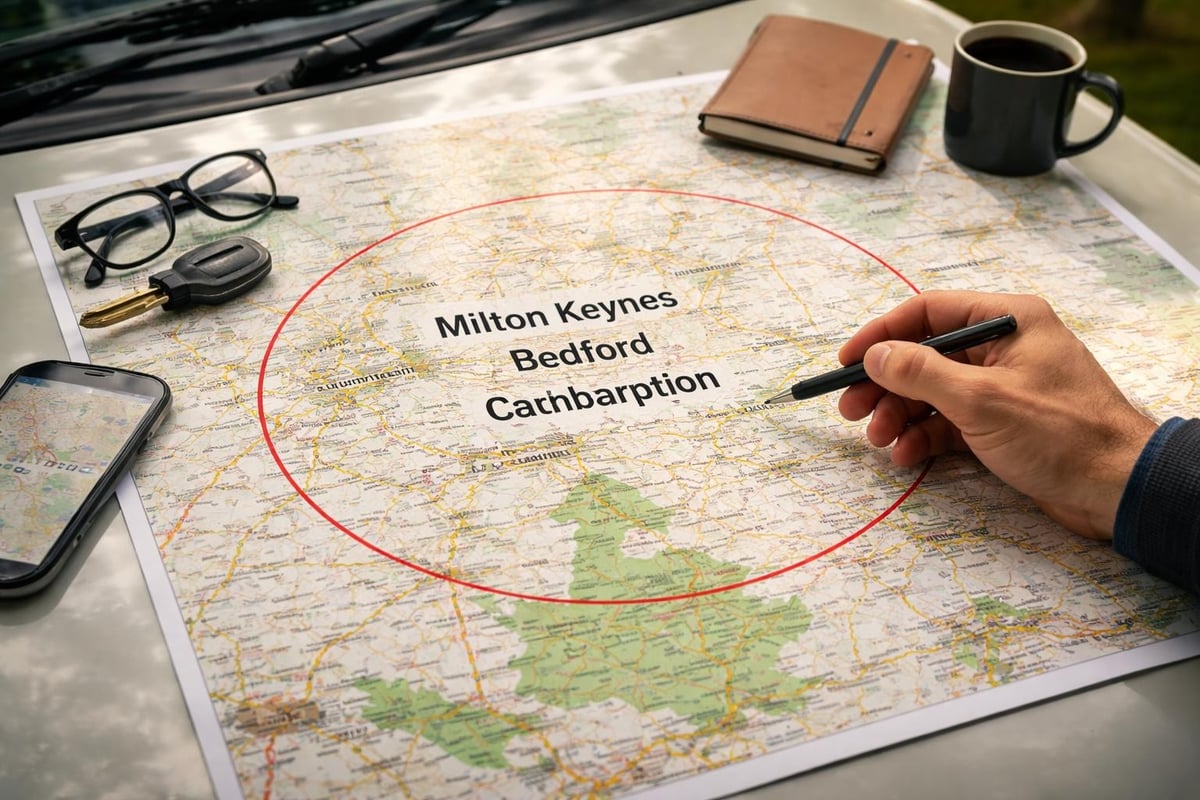 Service coverage areas for escort bookings