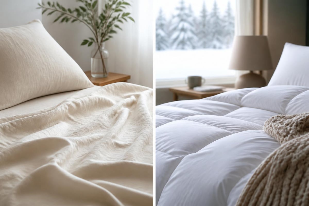 Summer versus winter bedding comparison
