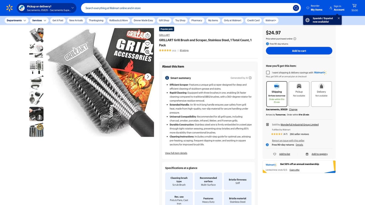 Top 7 Grill Scraper Picks for Effortless BBQ Cleaning 2025 - GRILLART Grill Brush and Scraper, Stainless Steel