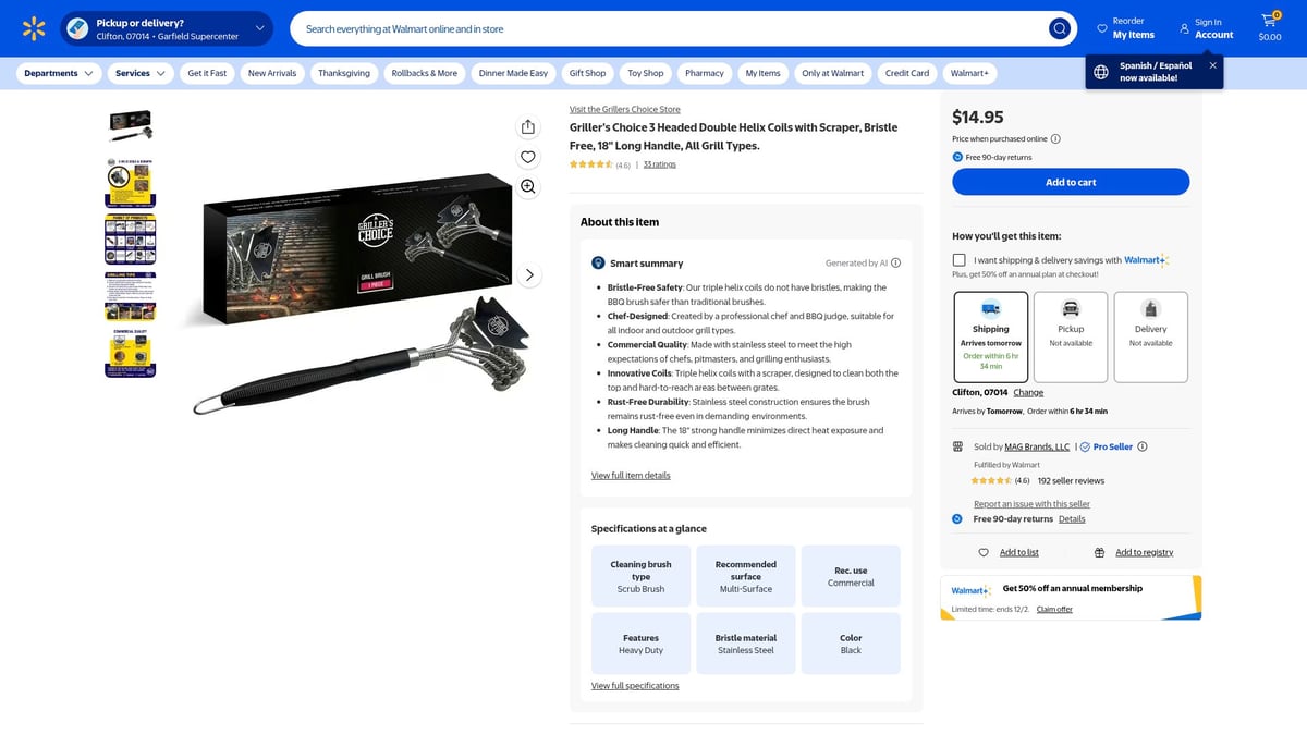 Top 7 Grill Scraper Picks for Effortless BBQ Cleaning 2025 - Griller's Choice 3 Headed Double Helix Coils with Scraper