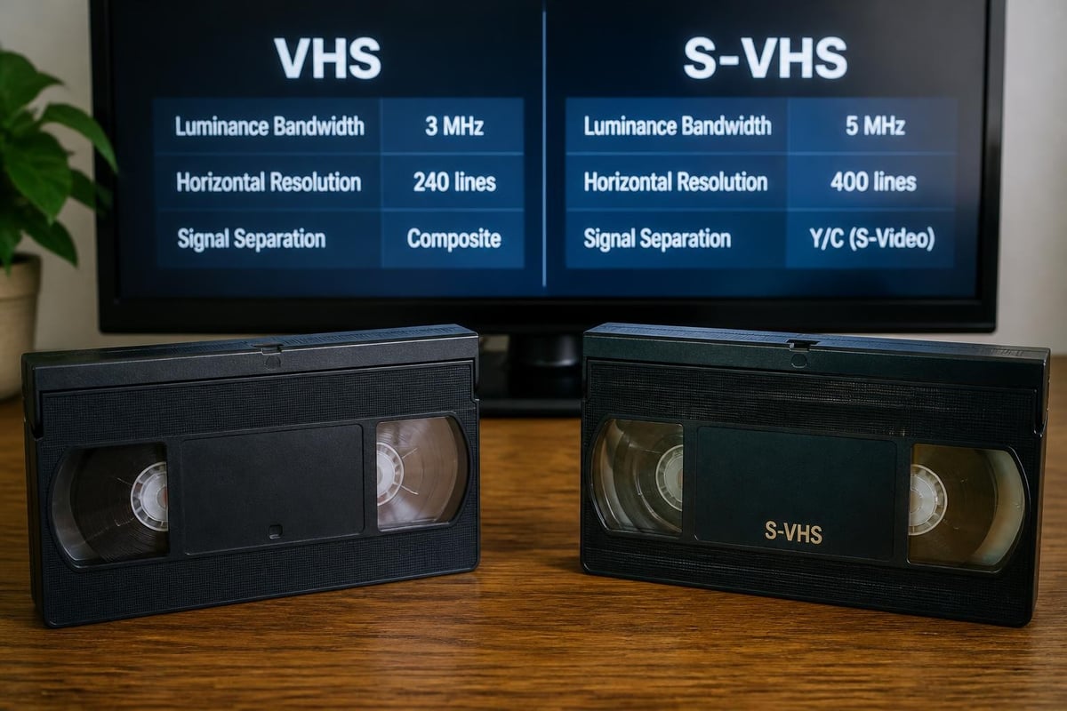 S-VHS technical specifications comparison