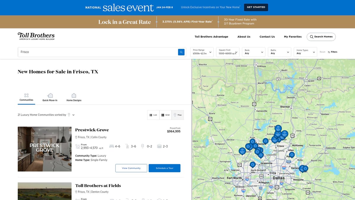 7 Essential New Houses For Sale Frisco Picks in 2026 - Toll Brothers at Phillips Creek Ranch