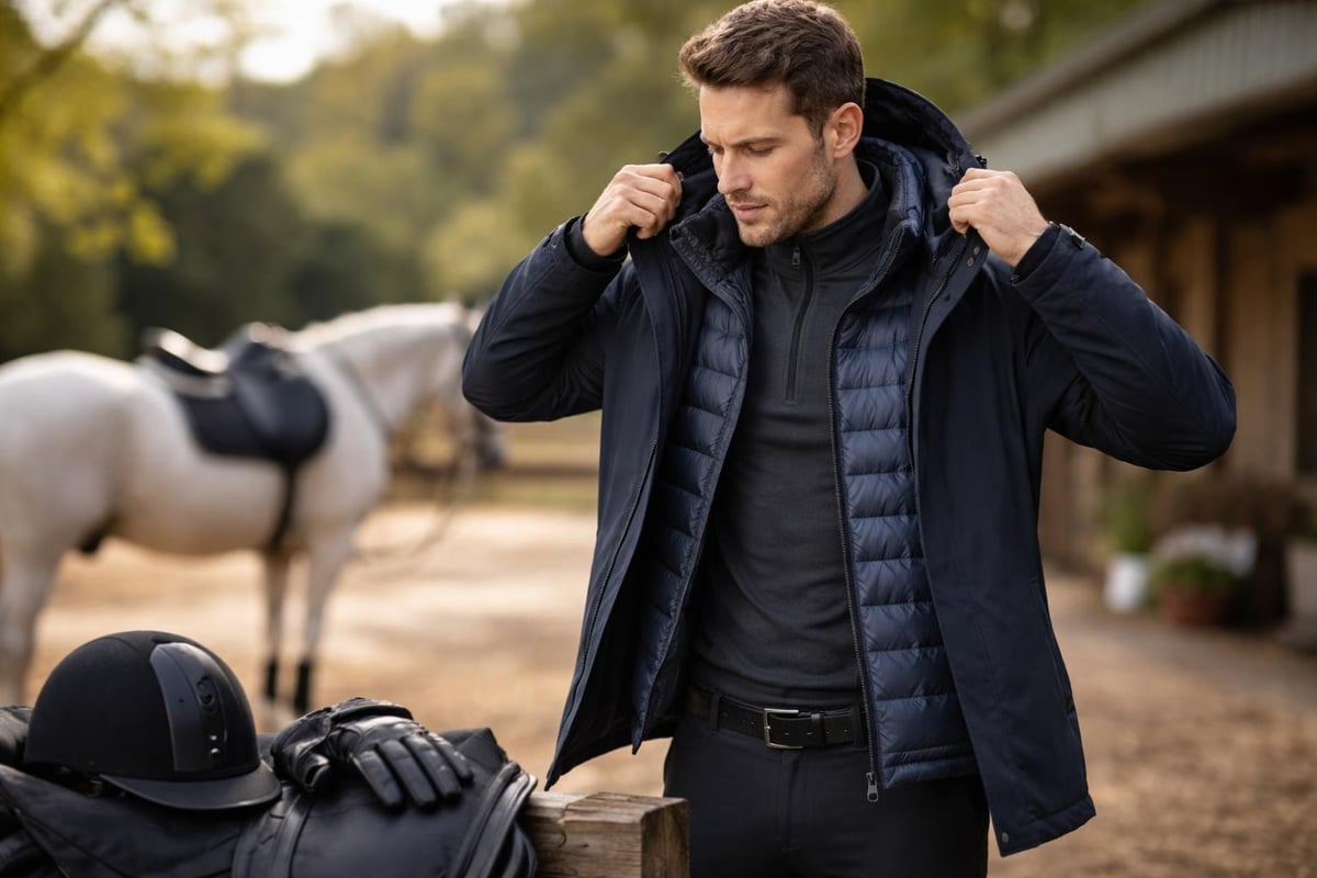 Men's riding clothes layering system