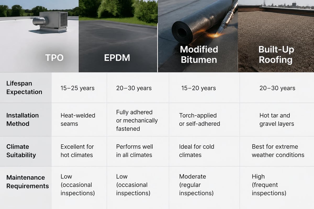 Commercial roofing material comparison